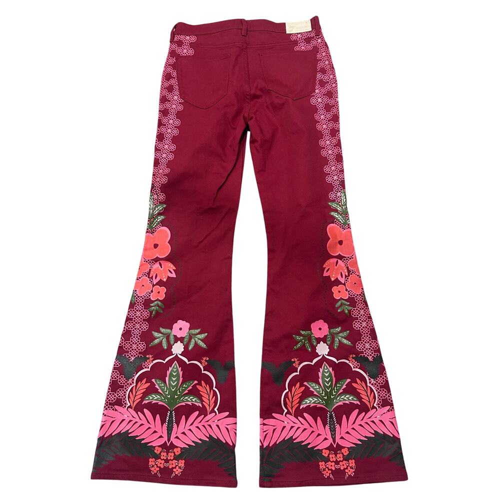 Johnny Was Jade Caleta The Straight Flare Jean Red Floral Feminine Boho, size 27 - Picture 11 of 11